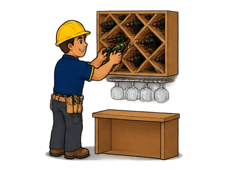 Desenho do técnico do Doutor na Obra fazendo adega e bar sob medida
