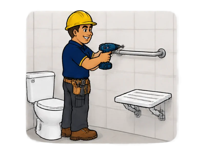 Desenho do técnico do Doutor na Obra fazendo adequação de banheiro para acessibilidade