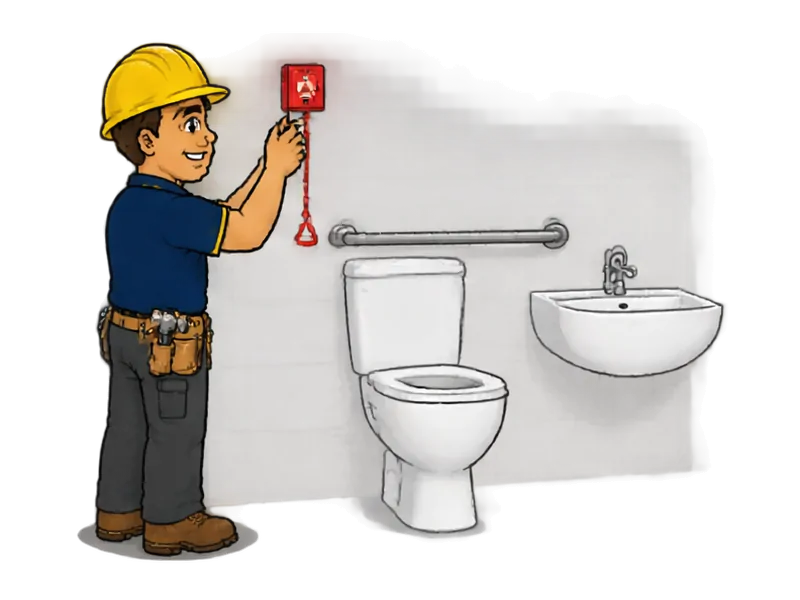 Desenho do técnico do Doutor na Obra fazendo adequação de banheiro PCD