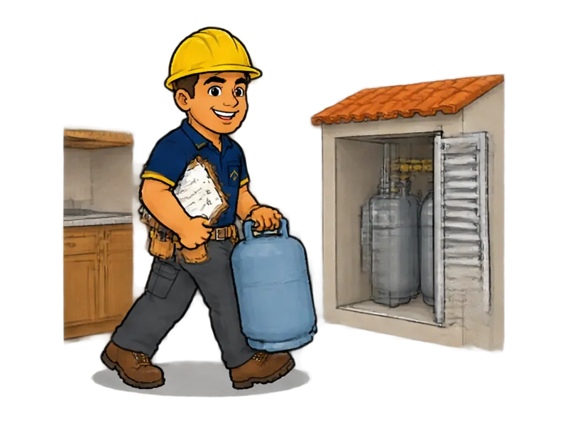 Desenho do técnico do Doutor na Obra fazendo adequação de instalação de gás às normas