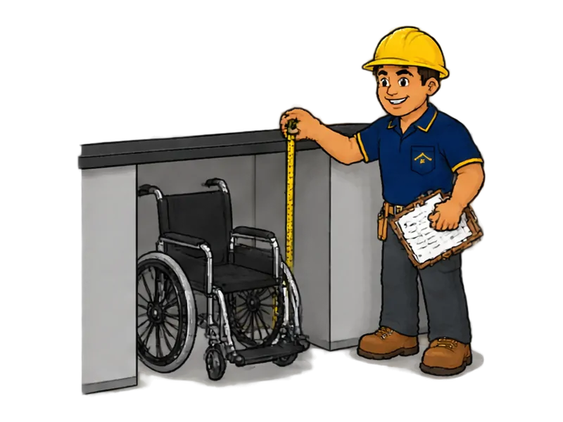 Desenho do técnico do Doutor na Obra fazendo adequação de lojas e prédios à norma de acessibilidade