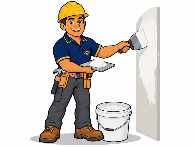 Desenho do técnico do Doutor na Obra fazendo aplicação de massa corrida