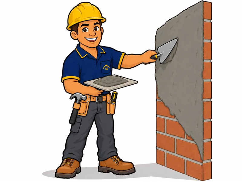 Desenho do técnico do Doutor na Obra fazendo aplicação de reboco