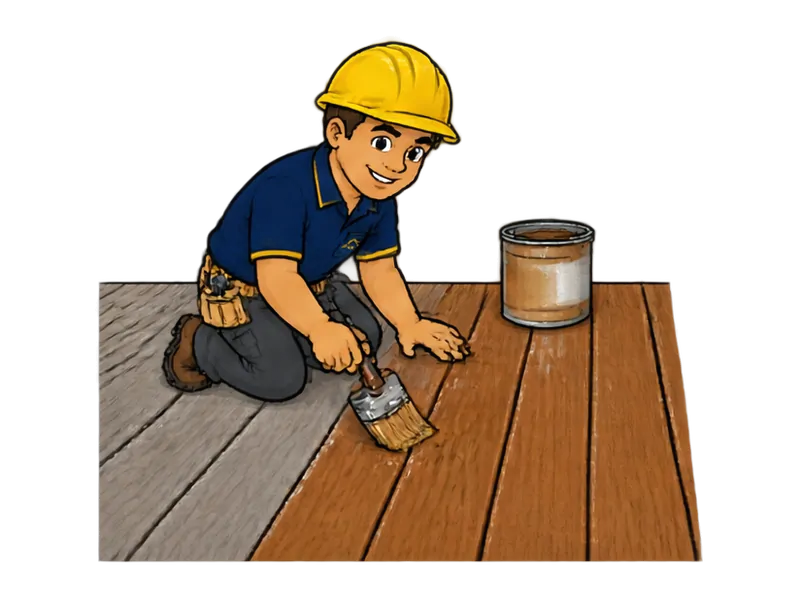 Desenho do técnico do Doutor na Obra fazendo aplicação de verniz em pisos e decks