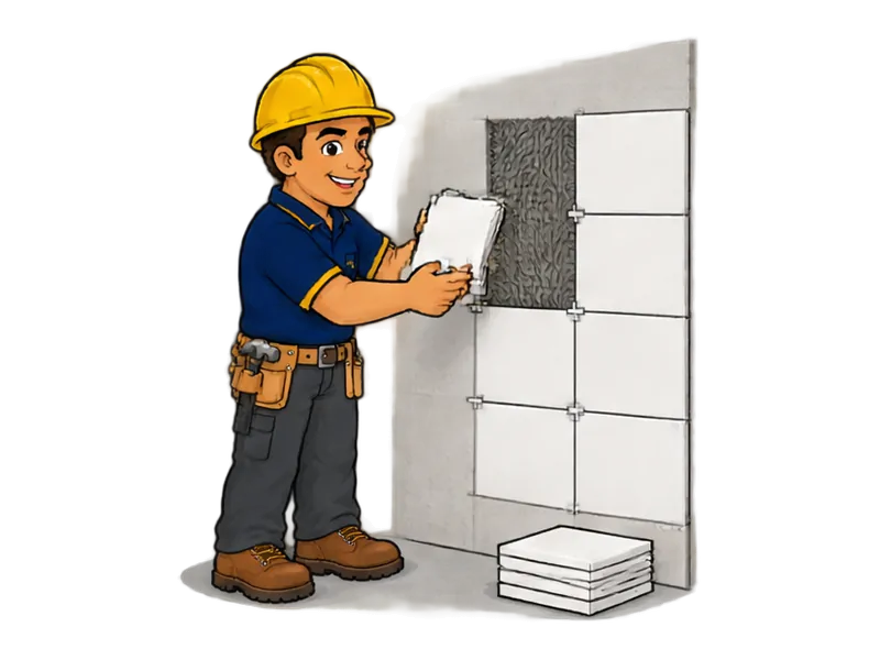 Desenho do técnico do Doutor na Obra fazendo assentamento de azulejo