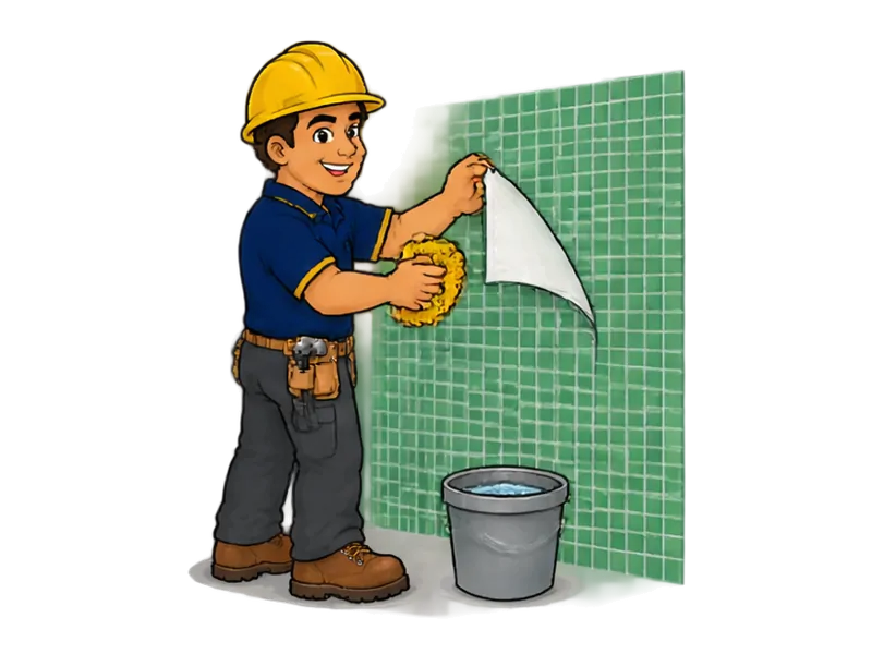 Desenho do técnico do Doutor na Obra fazendo assentamento de pastilha