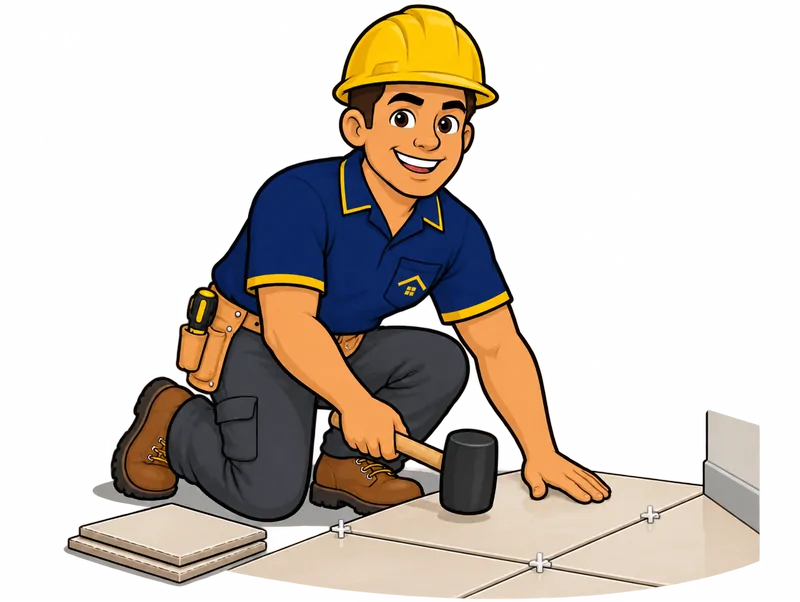 Desenho do técnico do Doutor na Obra fazendo assentamento de piso cerâmico