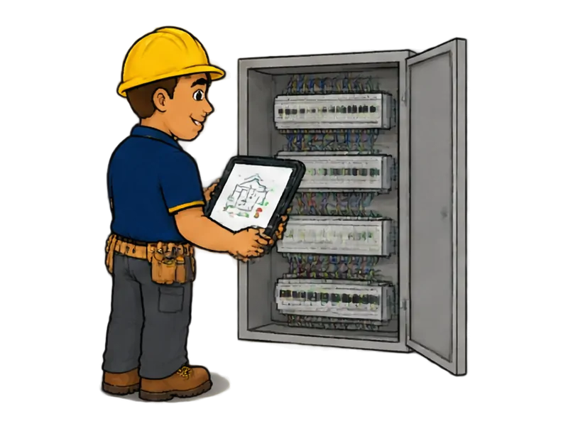 Desenho do técnico do Doutor na Obra fazendo automação predial (BMS)