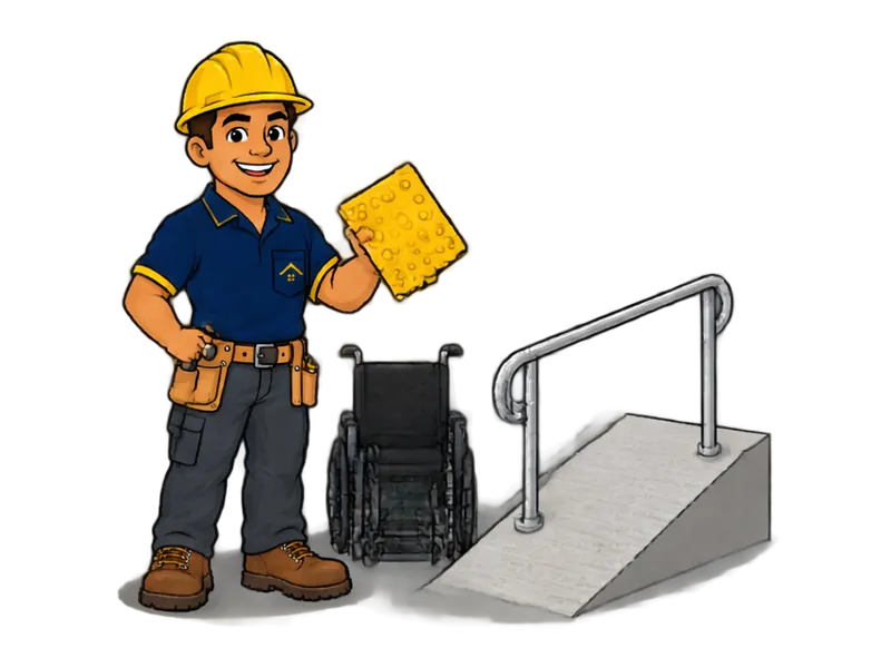 Desenho do técnico do Doutor na Obra com as ferramentas de acessibilidade e elevadores