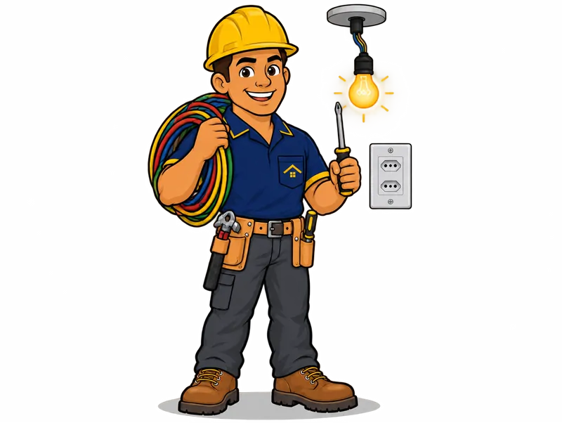 Desenho do técnico do Doutor na Obra com as ferramentas de elétrica