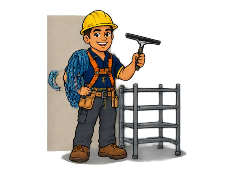 Desenho do técnico do Doutor na Obra com as ferramentas de fachadas e trabalho em altura