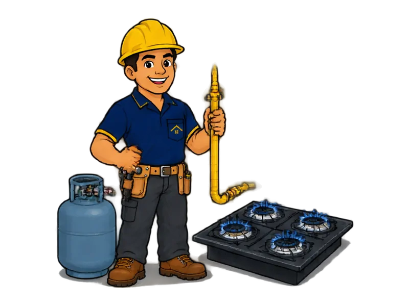 Desenho do técnico do Doutor na Obra com as ferramentas de gás