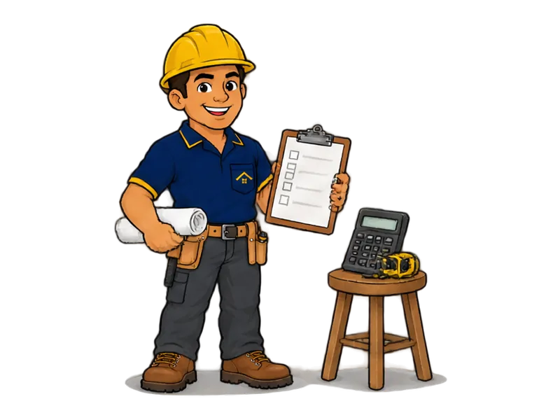 Desenho do técnico do Doutor na Obra com as ferramentas de gestão de obras