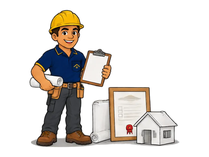 Desenho do técnico do Doutor na Obra com as ferramentas de laudos e regularização