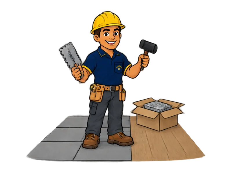 Desenho do técnico do Doutor na Obra com as ferramentas de pisos e revestimentos