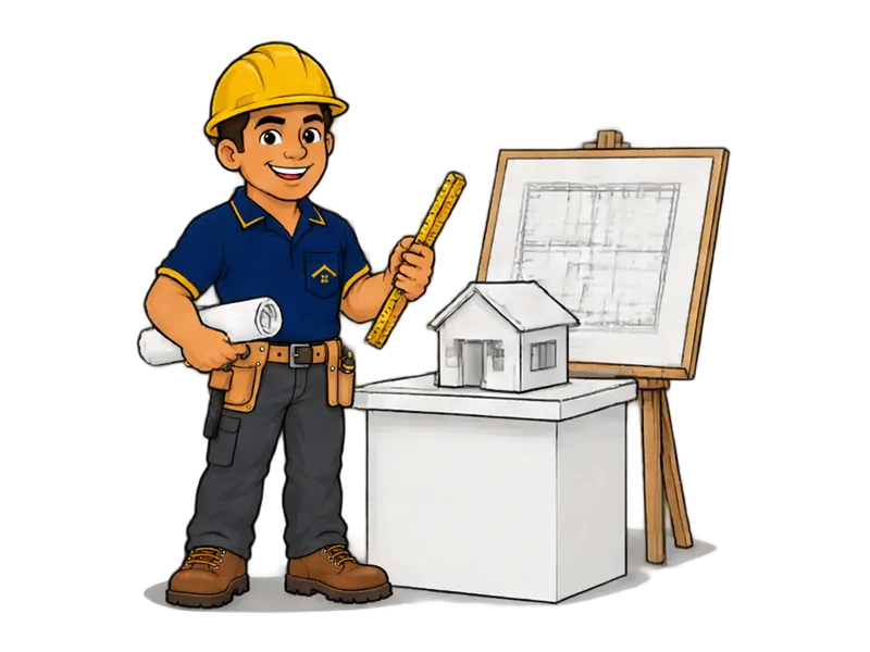 Desenho do técnico do Doutor na Obra com as ferramentas de projetos