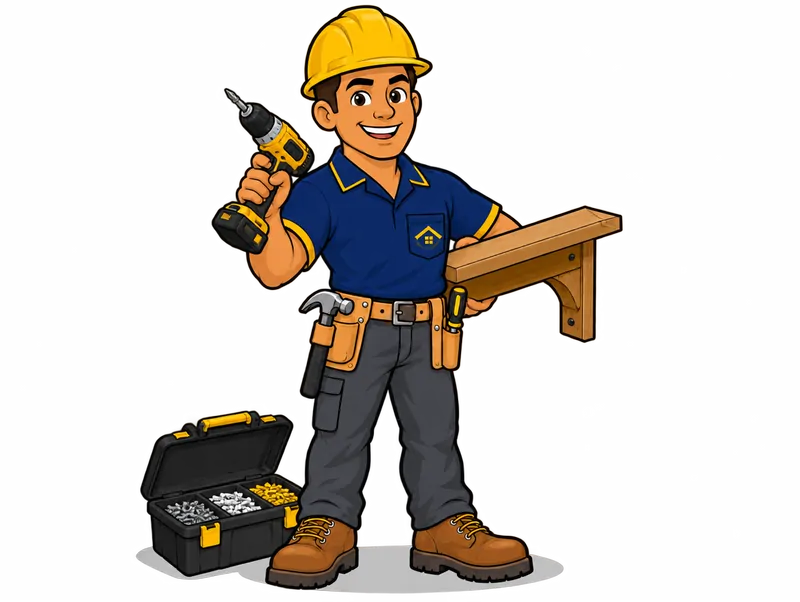Desenho do técnico do Doutor na Obra com as ferramentas de pequenos reparos