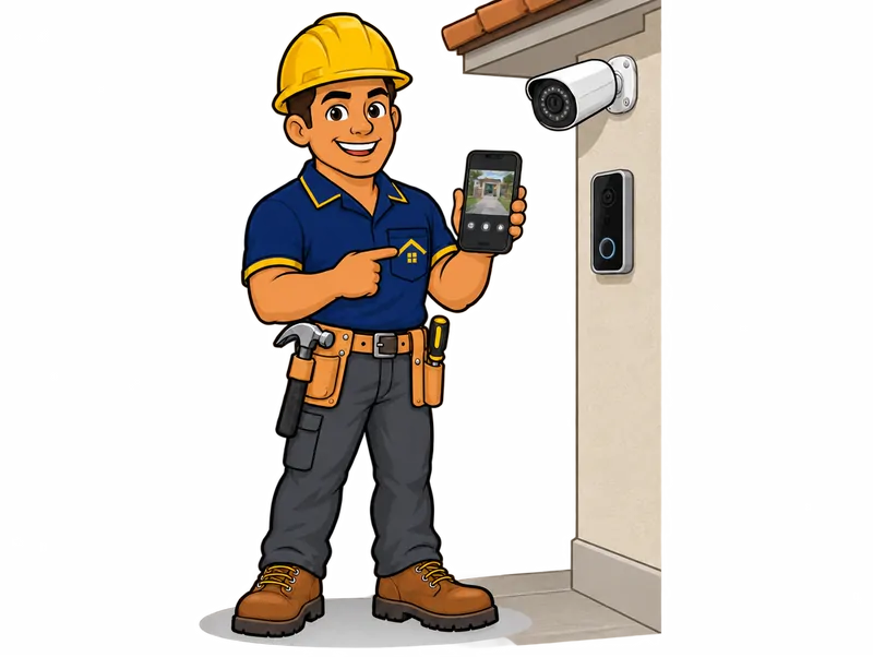 Desenho do técnico do Doutor na Obra com as ferramentas de segurança eletrônica