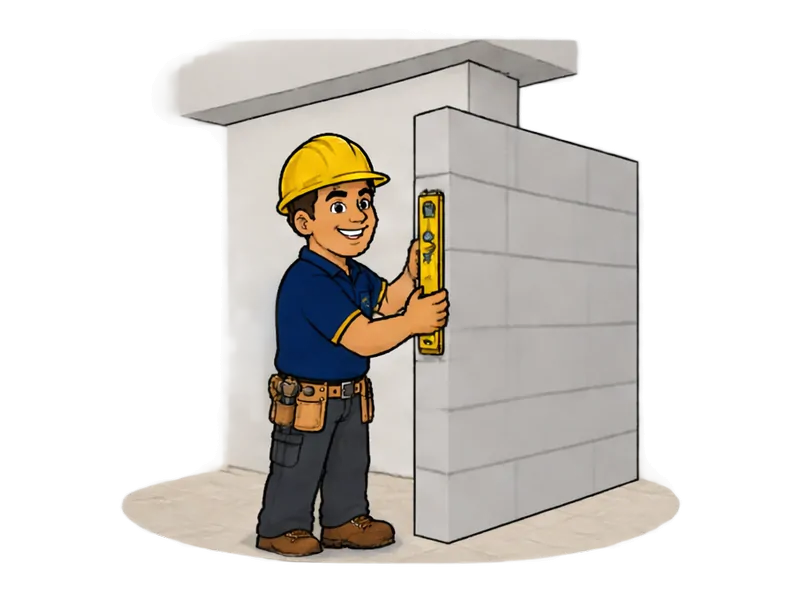 Desenho do técnico do Doutor na Obra fazendo construção de divisória em alvenaria