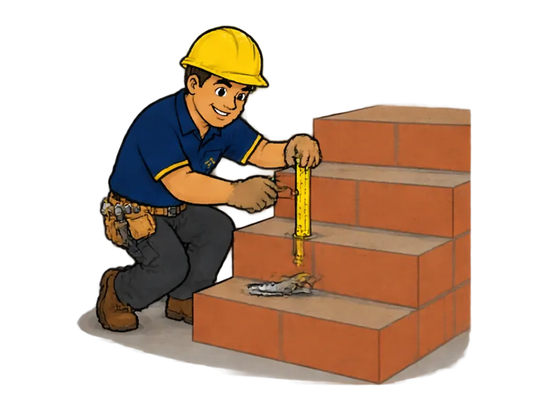 Desenho do técnico do Doutor na Obra fazendo construção de escada de alvenaria