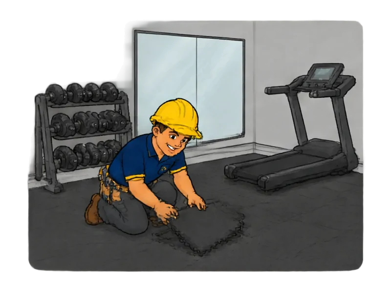 Desenho do técnico do Doutor na Obra fazendo construção de espaço fitness