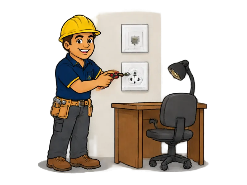 Desenho do técnico do Doutor na Obra fazendo construção de espaço home office