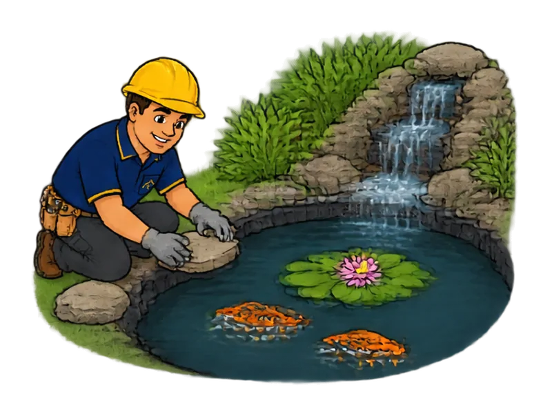 Desenho do técnico do Doutor na Obra fazendo construção de lago ornamental