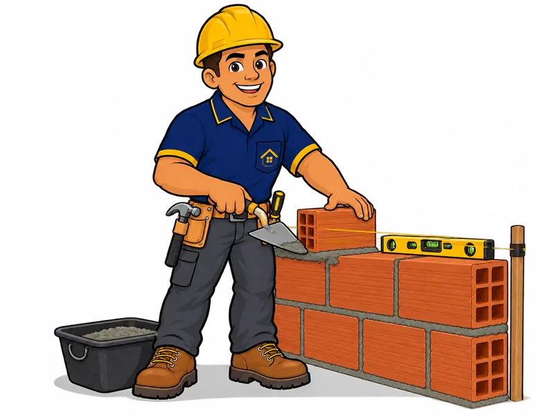 Desenho do técnico do Doutor na Obra fazendo construção de parede