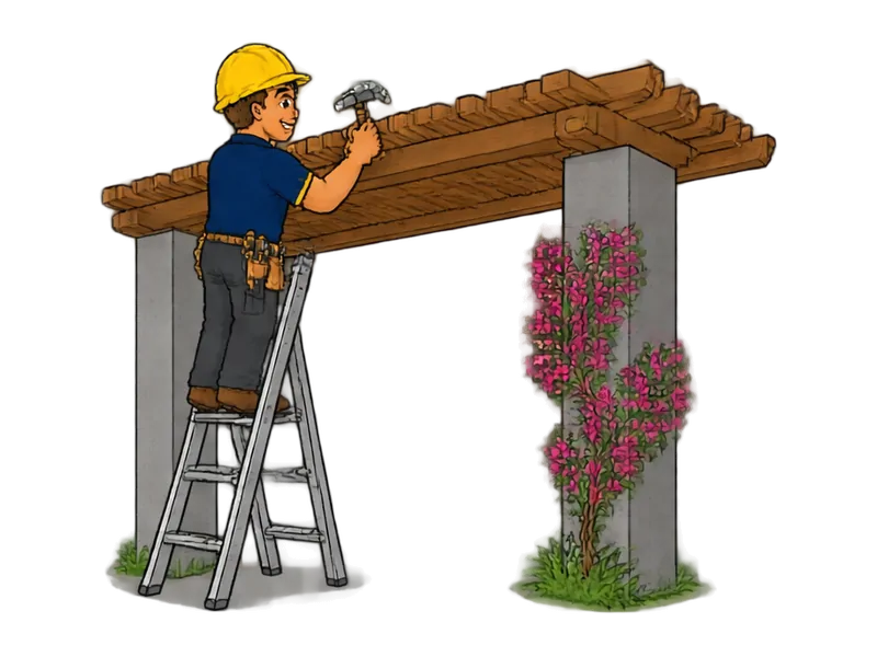 Desenho do técnico do Doutor na Obra fazendo construção de pergolado