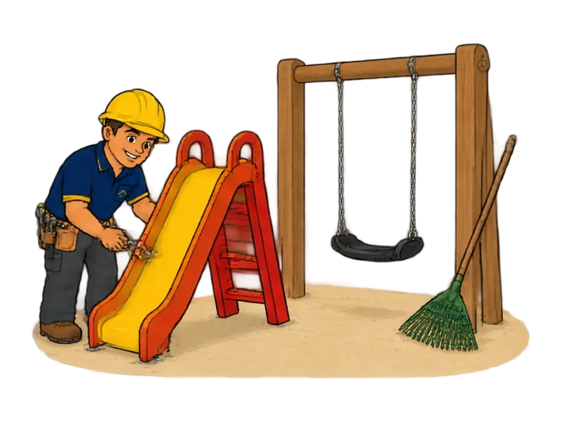 Desenho do técnico do Doutor na Obra fazendo construção de playground