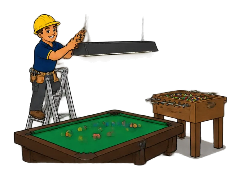 Desenho do técnico do Doutor na Obra fazendo construção de salão de jogos