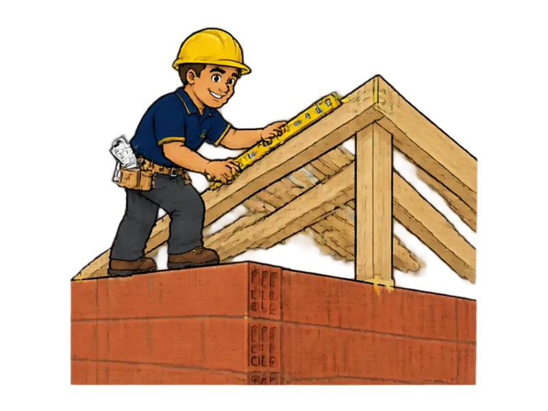 Desenho do técnico do Doutor na Obra fazendo construção de telhado