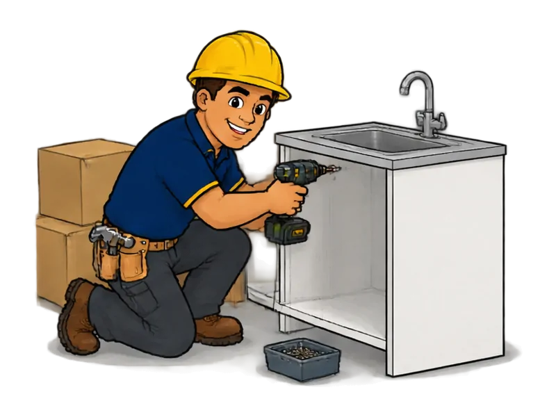 Desenho do técnico do Doutor na Obra fazendo cozinha pronta (instalação)