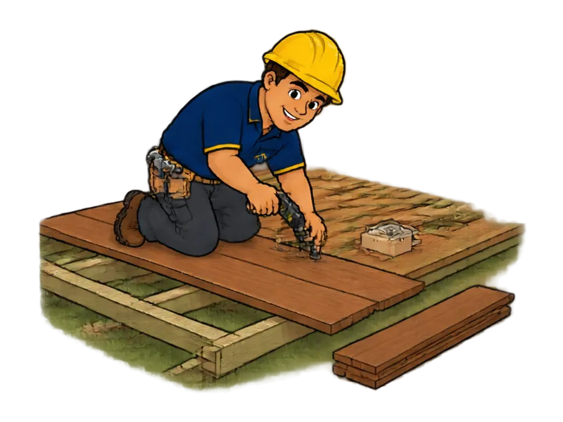 Desenho do técnico do Doutor na Obra fazendo deck de madeira