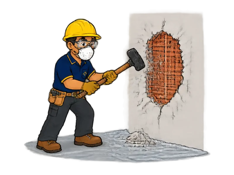 Desenho do técnico do Doutor na Obra fazendo demolição de paredes