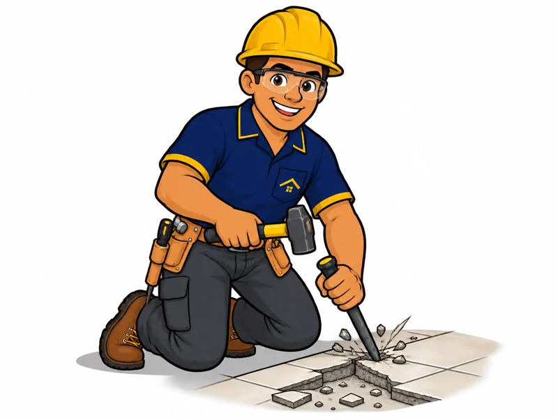 Desenho do técnico do Doutor na Obra fazendo demolição de piso cerâmico