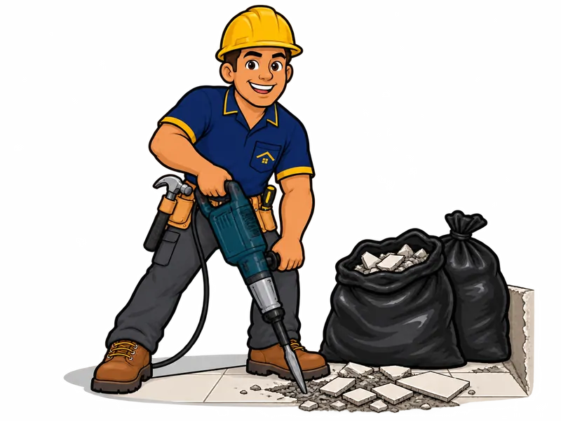 Desenho do técnico do Doutor na Obra fazendo demolição de piso porcelanato