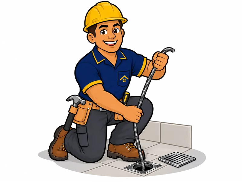 Desenho do técnico do Doutor na Obra fazendo desentupimento de ralo