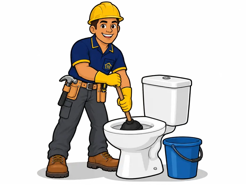 Desenho do técnico do Doutor na Obra fazendo desentupimento de vaso sanitário