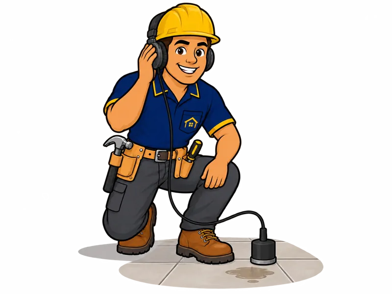 Desenho do técnico do Doutor na Obra fazendo detecção de vazamento