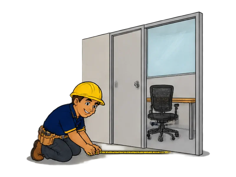 Desenho do técnico do Doutor na Obra fazendo divisórias de escritório