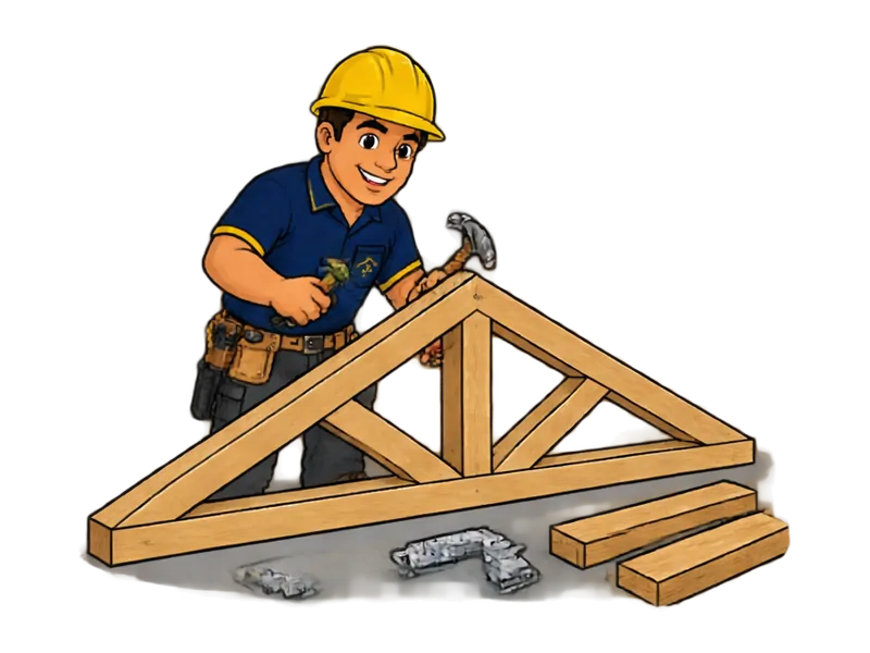 Desenho do técnico do Doutor na Obra fazendo estrutura de telhado em madeira