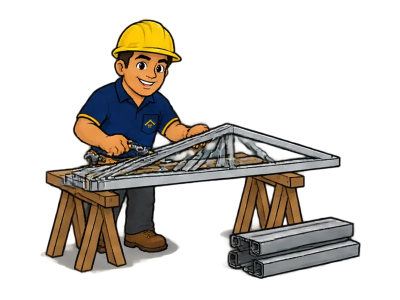 Desenho do técnico do Doutor na Obra fazendo fabricação de estruturas metálicas leves