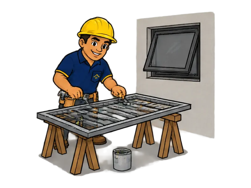 Desenho do técnico do Doutor na Obra fazendo fabricação de grades e janelas de ferro