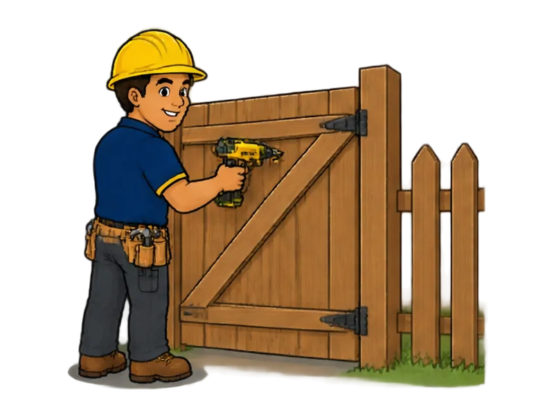 Desenho do técnico do Doutor na Obra fazendo fabricação de portões e cercas de madeira