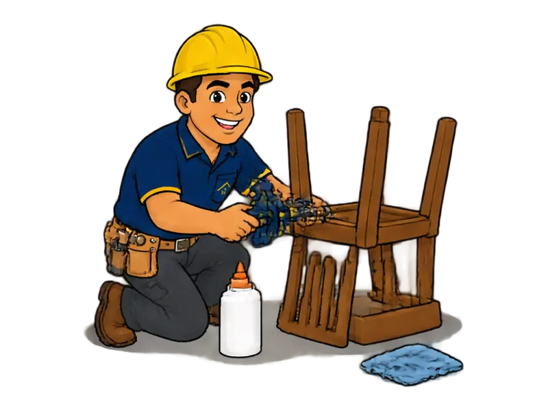 Desenho do técnico do Doutor na Obra fazendo fixação de cadeiras, mesas e móveis soltos
