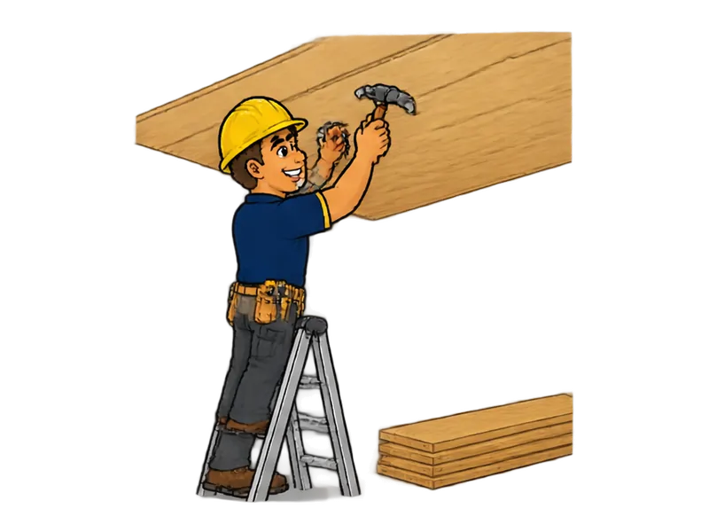 Desenho do técnico do Doutor na Obra fazendo forro de madeira