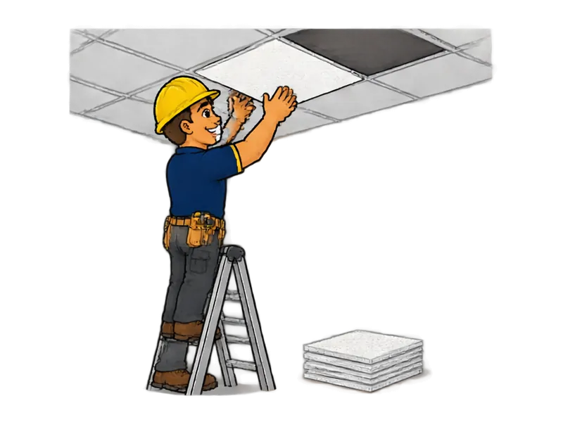 Desenho do técnico do Doutor na Obra fazendo forro modular e mineral