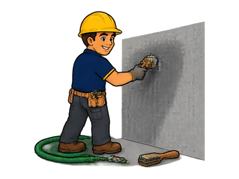 Desenho do técnico do Doutor na Obra fazendo impermeabilização com cristalizante