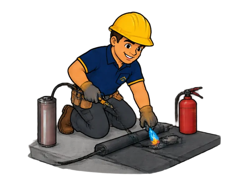Desenho do técnico do Doutor na Obra fazendo impermeabilização com manta asfáltica